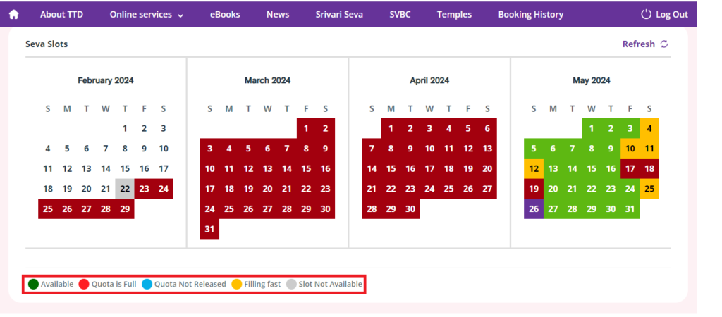 Select your Arjitha Seva Date