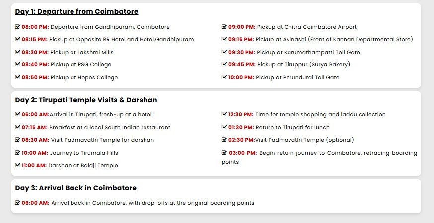 Tirupati tour package by bus