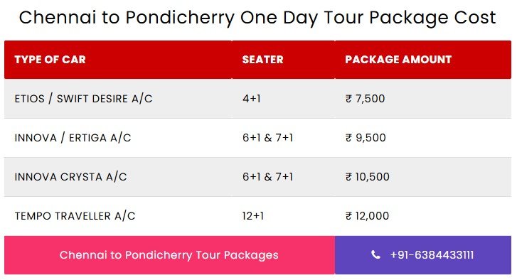 one day Chennai to Pondicherry tour package
