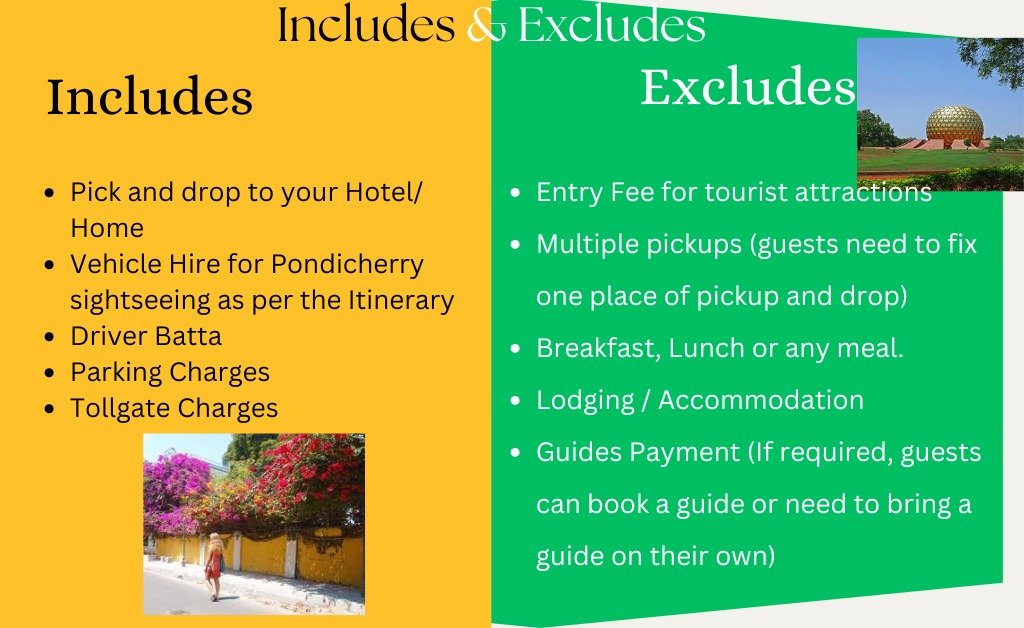 Chennai to Pondicherry one day tour packages and Chennai to Pondicherry two day tour packages