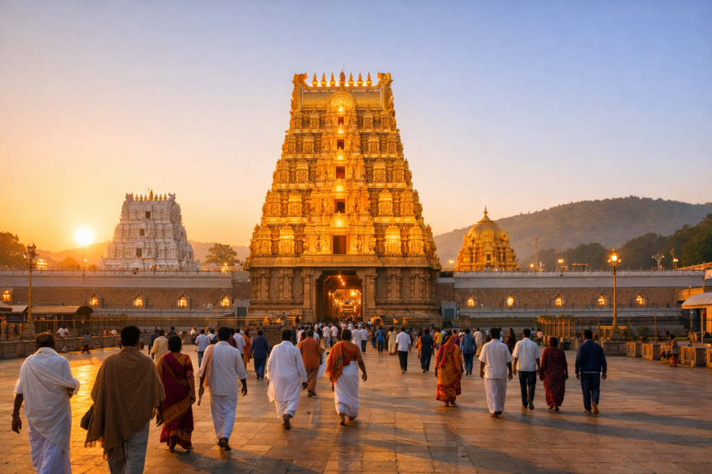 Hyderabad to Tirupati Srivani Darshan tickets guide with Tirumala temple view